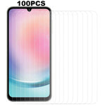 100 st för Samsung Galaxy A24 4G (162,1 x 77,6 x 8,3 mm) härdat glasskärmsfilm för mobil (ingen förpackning, med våtservetter, dammuppsamlare, guideklistermärke)