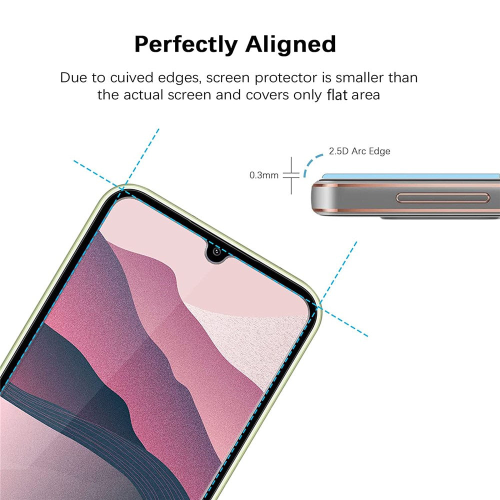 Til Samsung Galaxy A54 5G 2.5D Arc Edge hærdet glasfilm 9H hårdhed HD skærmbeskytter