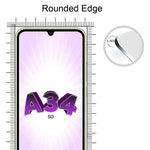 2Pcs For Samsung Galaxy A34 5G Screen Protector Tempered Glass Film with Camera Lens Protectors