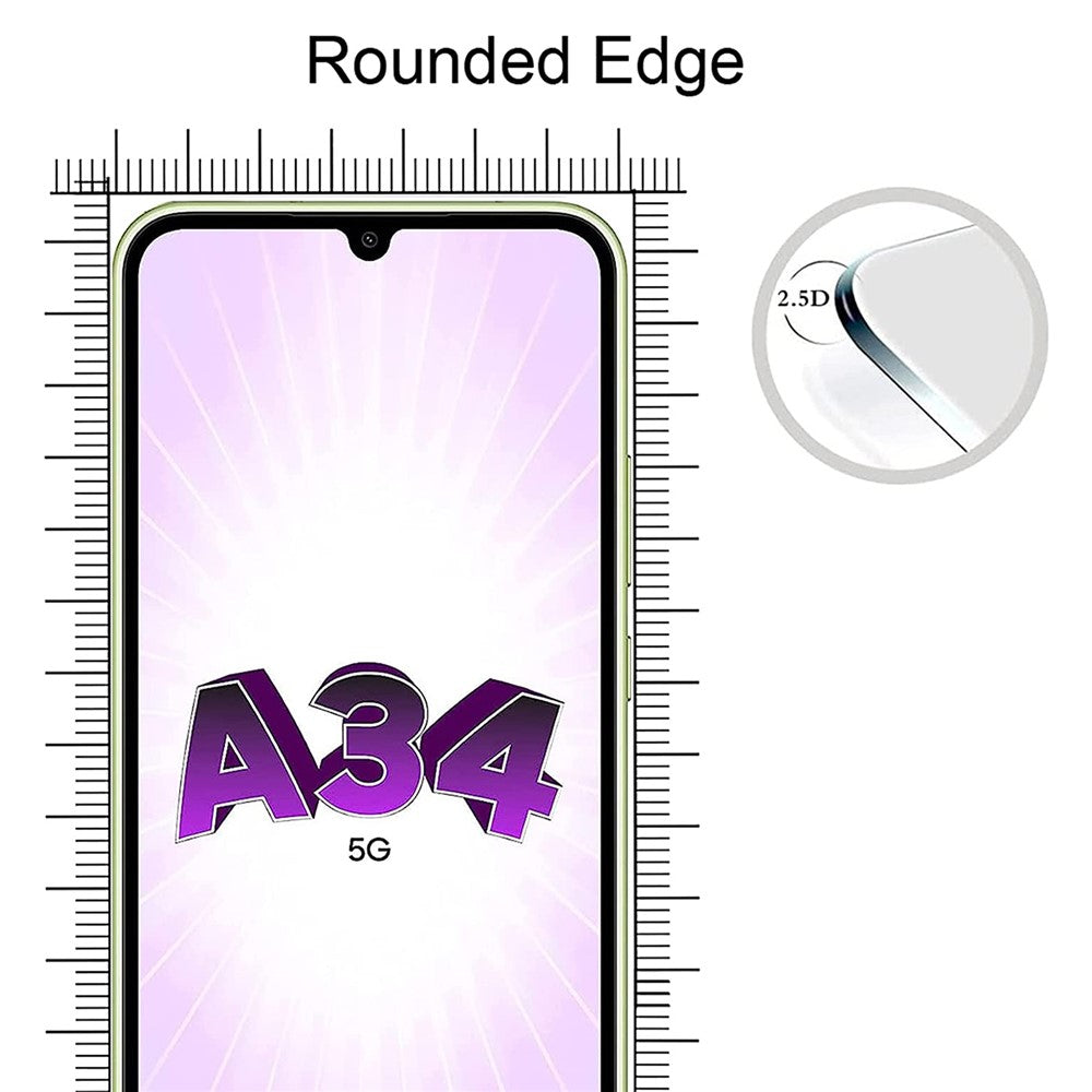 2Pcs For Samsung Galaxy A34 5G Screen Protector Tempered Glass Film with Camera Lens Protectors