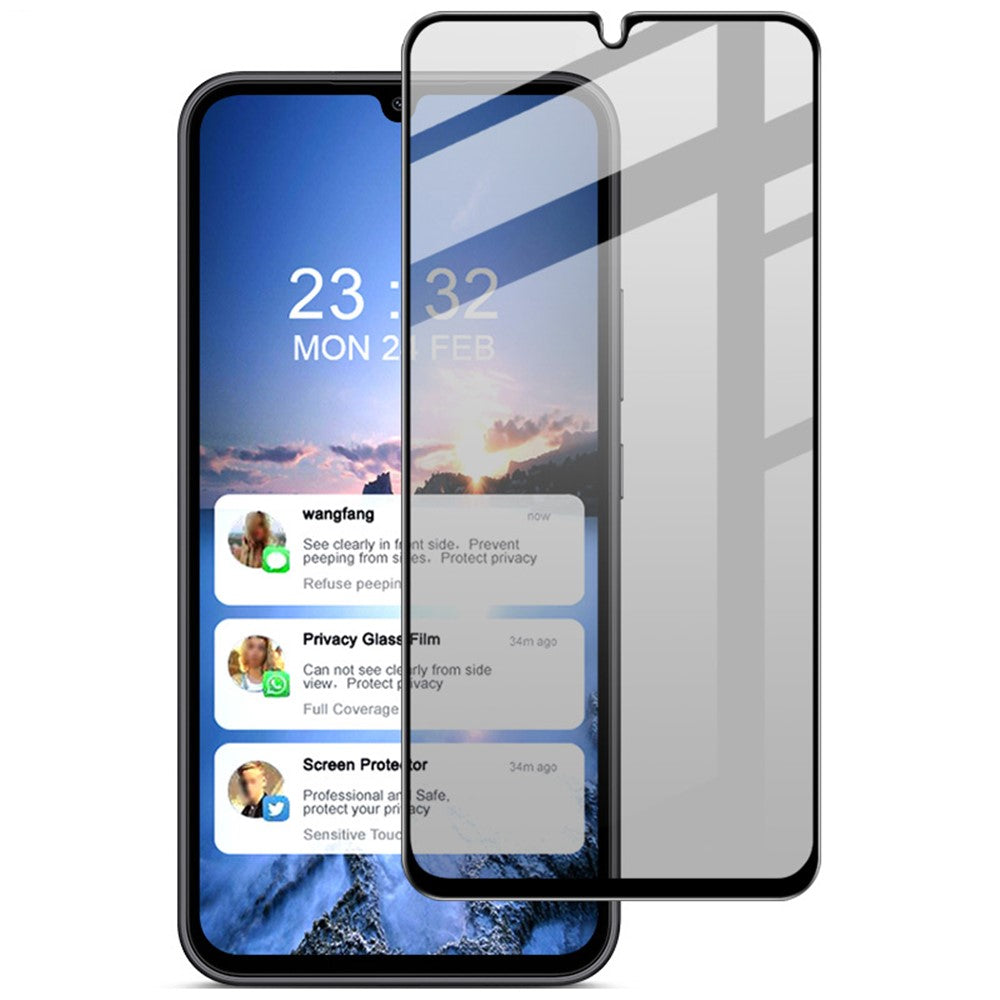 IMAK til Samsung Galaxy A34 5G Anti-spion Hærdet Glasfilm Fuld Dækning Telefon Skærmbeskytter