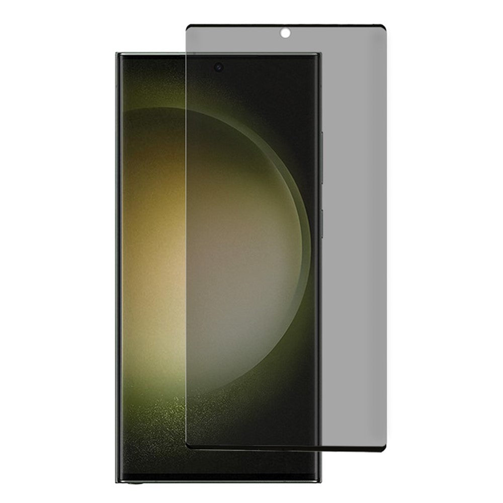 Samsung Galaxy S23 Ultra-privatlivsskærmbeskyttelse med fulddækkende sidebeskyttelse, silketryk og høj aluminium-silikone-glasfilm (understøtter fingeraftryksoplåsning)