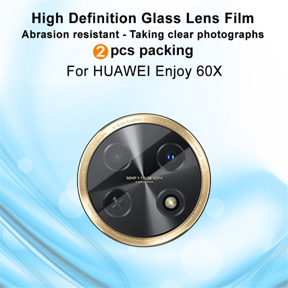 IMAK 2 st/set för Huawei Enjoy 60X / Nova Y91 4G HD genomskinligt kameralinsskydd härdat glaslinsfilm