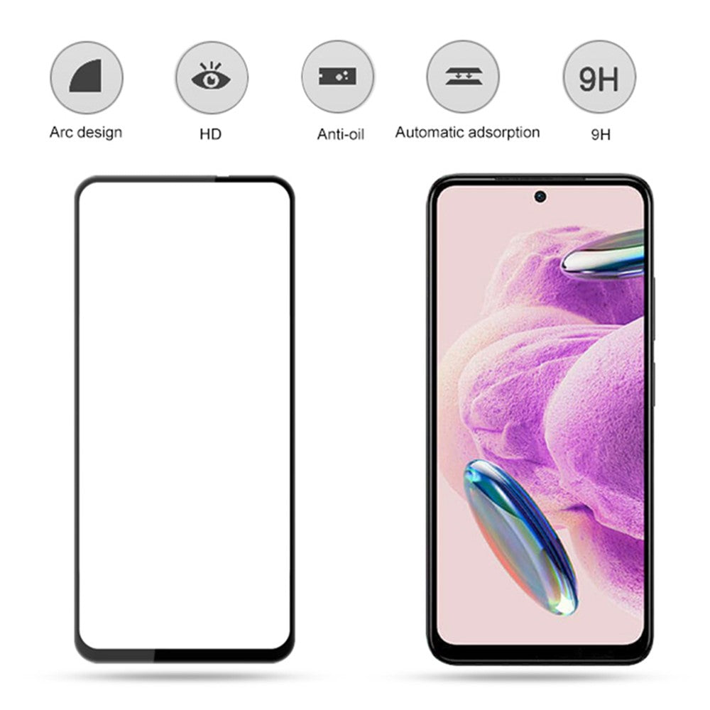 AMORUS 2Pcs For Xiaomi Redmi Note 12S 4G Silk Printing Screen Protector Full Cover HD Tempered Glass Film