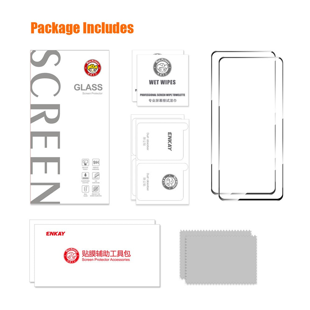 ENKAY HAT PRINCE 2 ST för Xiaomi Redmi Note 12 Turbo / Poco F5 5G Skärmfilm Silk Printing 9H 2.5D 0.26mm Hög Aluminium-Silicon Glasskydd