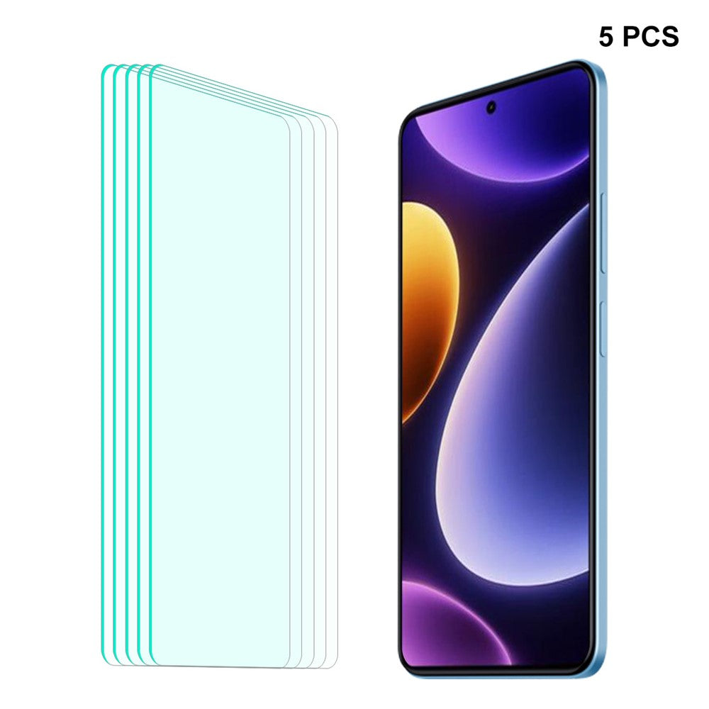 ENKAY HAT PRINCE 5 stk. skærmfilm til Xiaomi Poco F5 5G / Redmi Note 12 Turbo, 0,26 mm, 9H, 2,5D, skærmbeskyttelse af højkvalitets aluminium-silikoneglas
