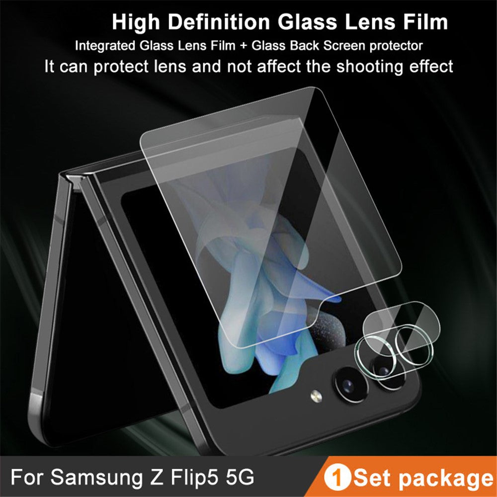 IMAK För Samsung Galaxy Z Flip5 5G HD Härdat Glas Kameralinsskydd Integrerat Linsfilmset med Bakskärmsfilm