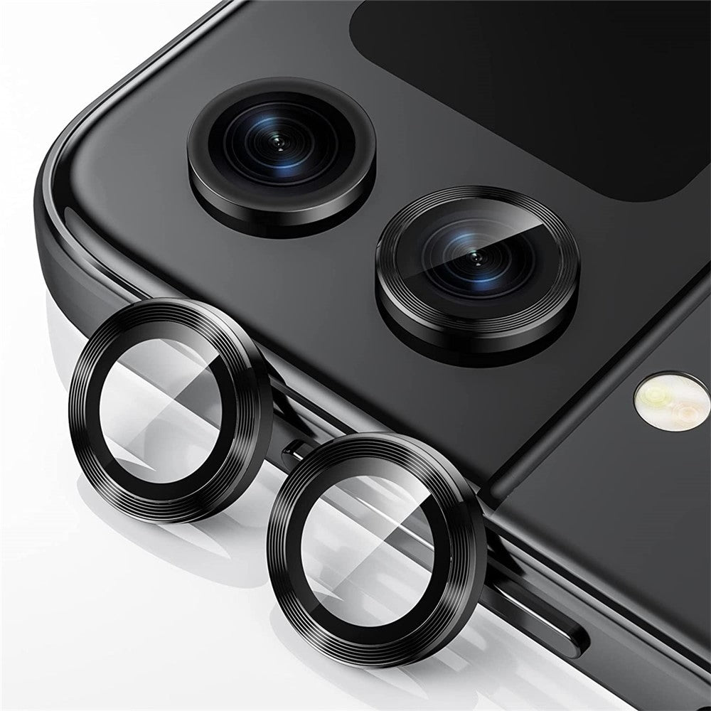 ENKAY HAT PRINCE kameralinsebeskyttelse til Samsung Galaxy Z Flip5 5G, hærdet glas + ring i aluminiumslegering, klistermærke til beskyttelse af bagkameraets linse
