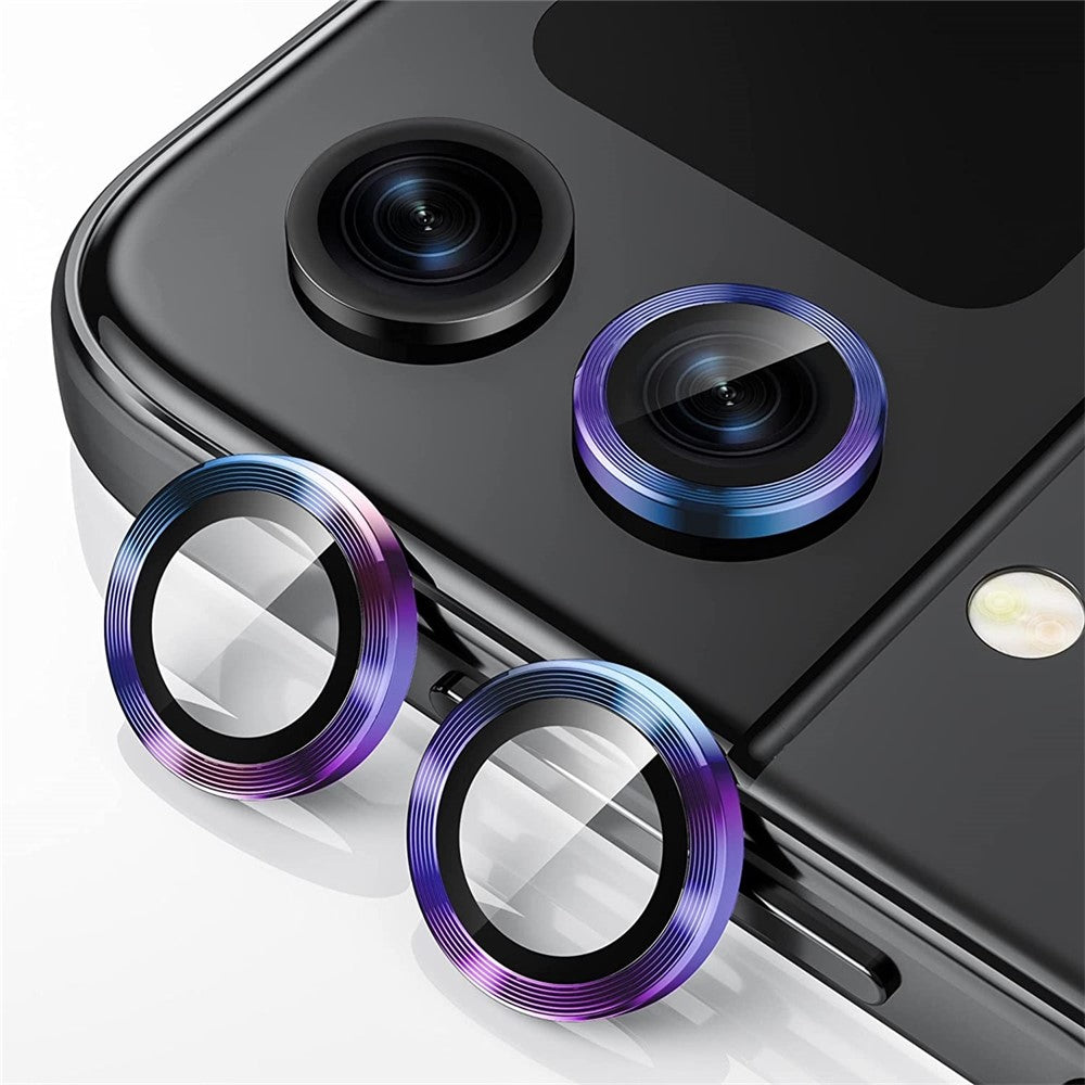ENKAY HAT PRINCE kameralinsebeskyttelse til Samsung Galaxy Z Flip5 5G, hærdet glas + ring i aluminiumslegering, klistermærke til beskyttelse af bagkameraets linse