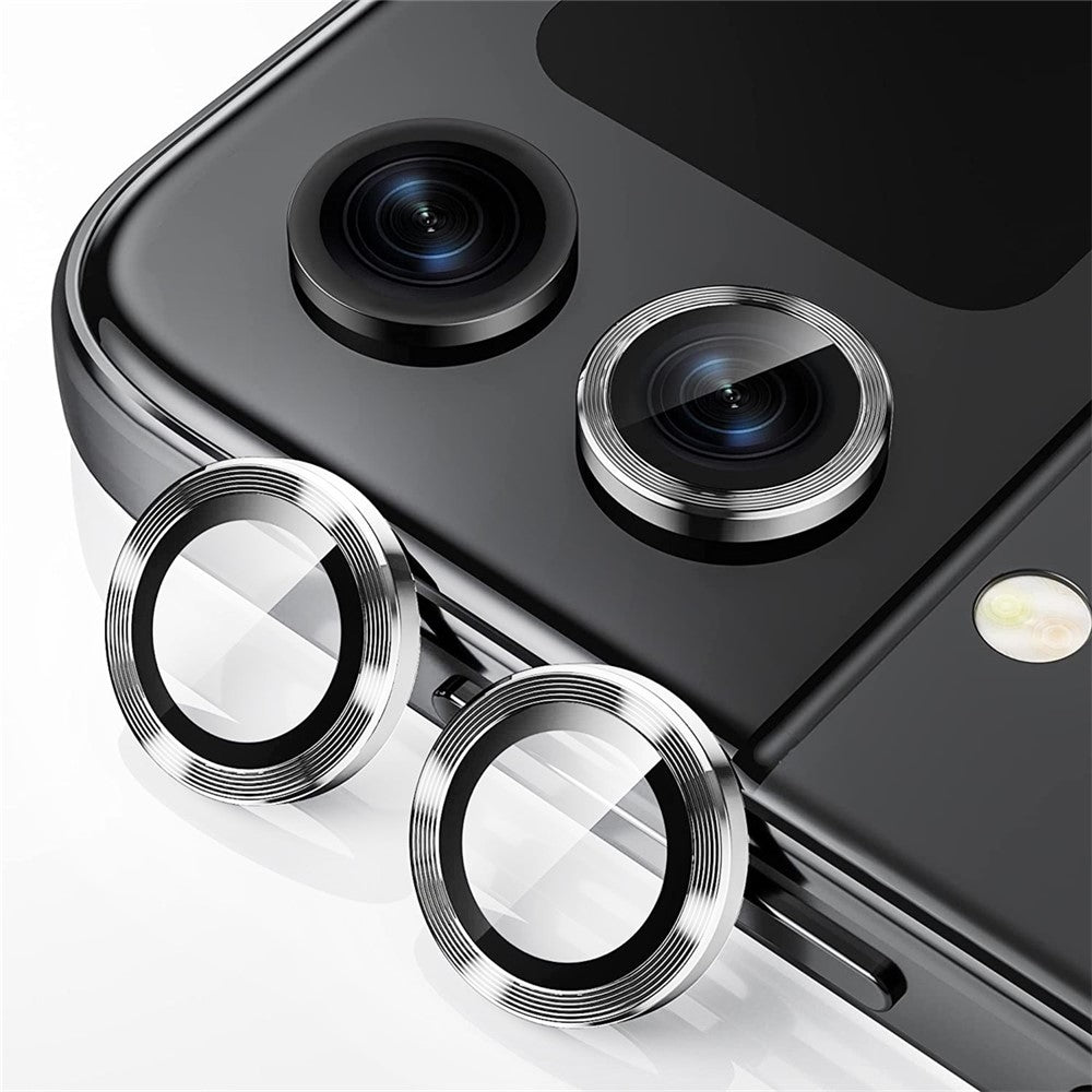 ENKAY HAT PRINCE kameralinsebeskyttelse til Samsung Galaxy Z Flip5 5G, hærdet glas + ring i aluminiumslegering, klistermærke til beskyttelse af bagkameraets linse