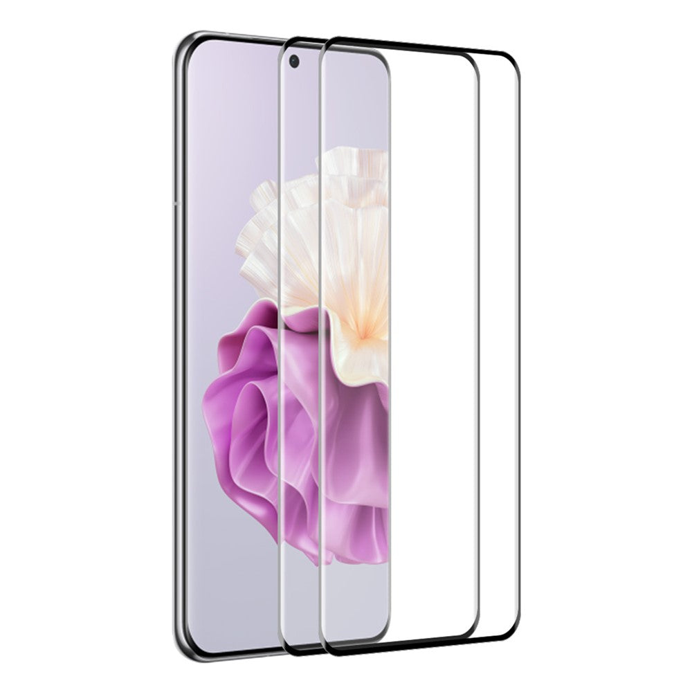 ENKAY HAT PRINCE 2 ST För Huawei P60 / P60 Pro / P60 Art Helskärmsskydd Heltäckande Glue 0.26mm 9H 3D Böjt Härdat Glas Stöder Fingeravtryckslåsning