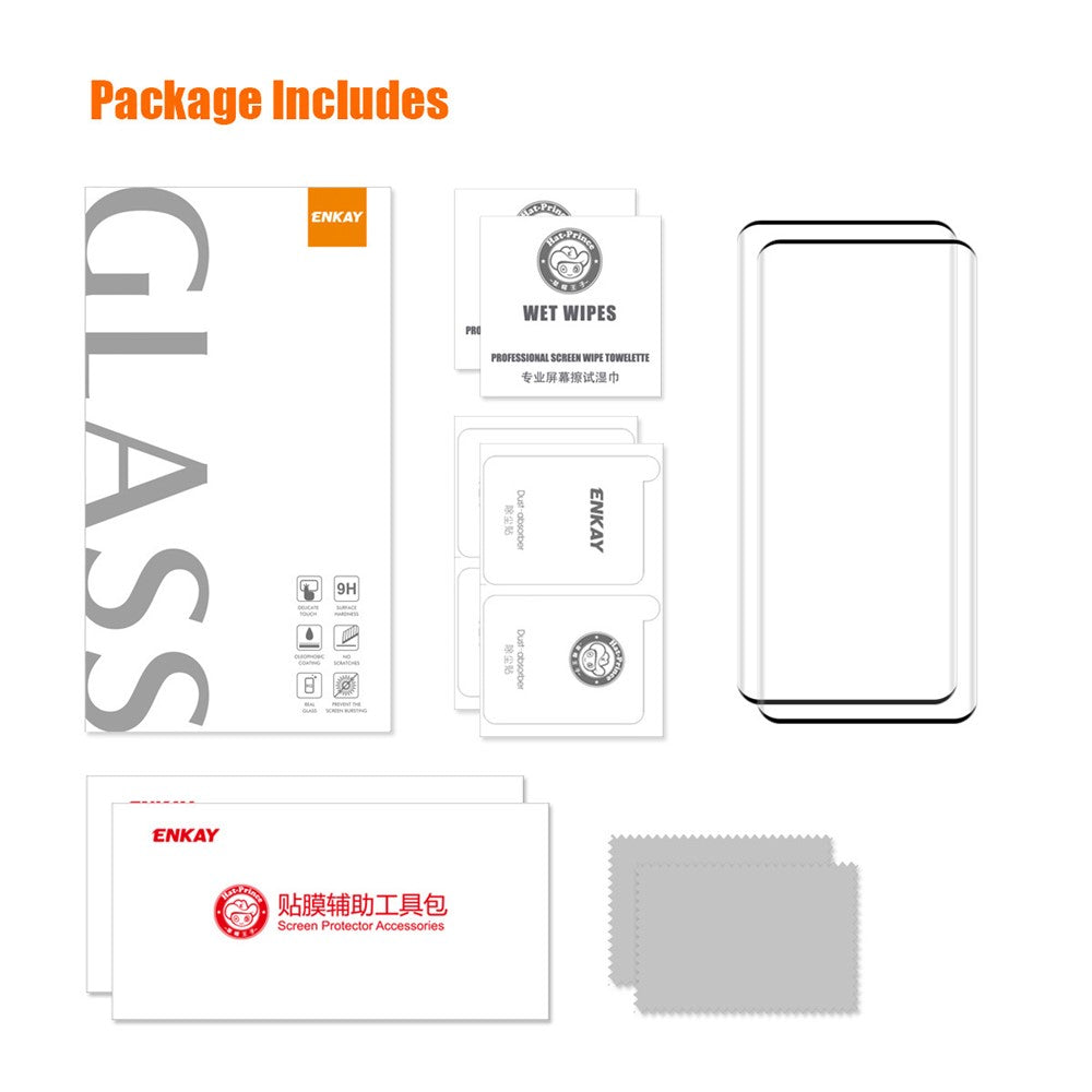 ENKAY HAT PRINCE 2 ST För Huawei P60 / P60 Pro / P60 Art Helskärmsskydd Sidoskydd 3D Böjt Härdat Glas Stöd Fingeravtryckslåsning
