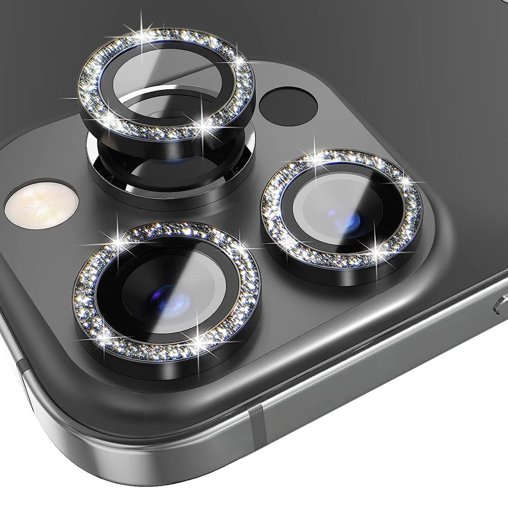 NORTHJO 1 Set For iPhone 12 Pro Max Anti-scratch Glitter Camera Lens Protector Tempered Glass+Metal Individual Ring Cover Film