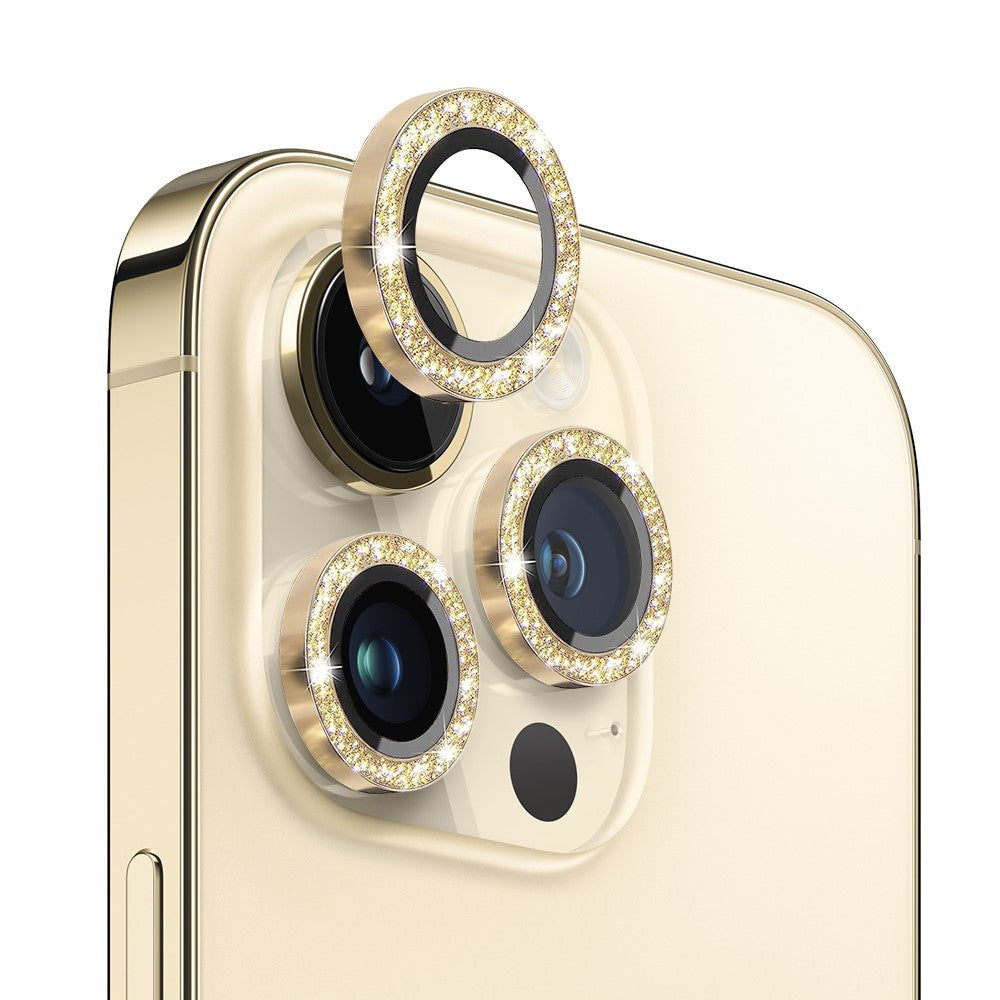 NORTHJO 1 Set For iPhone 12 Pro Max Anti-scratch Glitter Camera Lens Protector Tempered Glass+Metal Individual Ring Cover Film