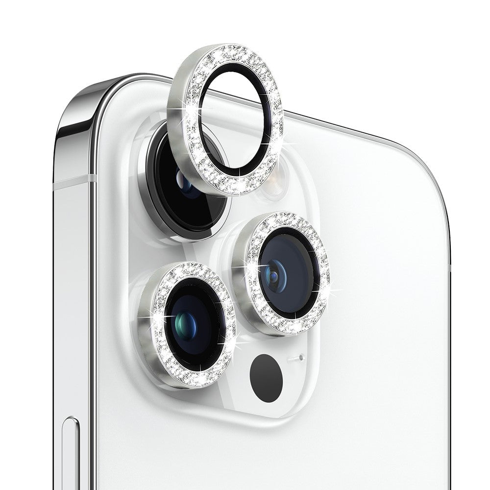 NORTHJO 1 Set For iPhone 12 Pro Max Anti-scratch Glitter Camera Lens Protector Tempered Glass+Metal Individual Ring Cover Film