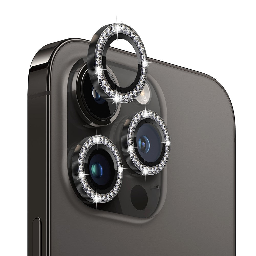NORTHJO 1 Set For iPhone 12 Pro Max Tempered Glass+Metal Individual Ring Rhinestone Lens Film Bling Camera Lens Protector