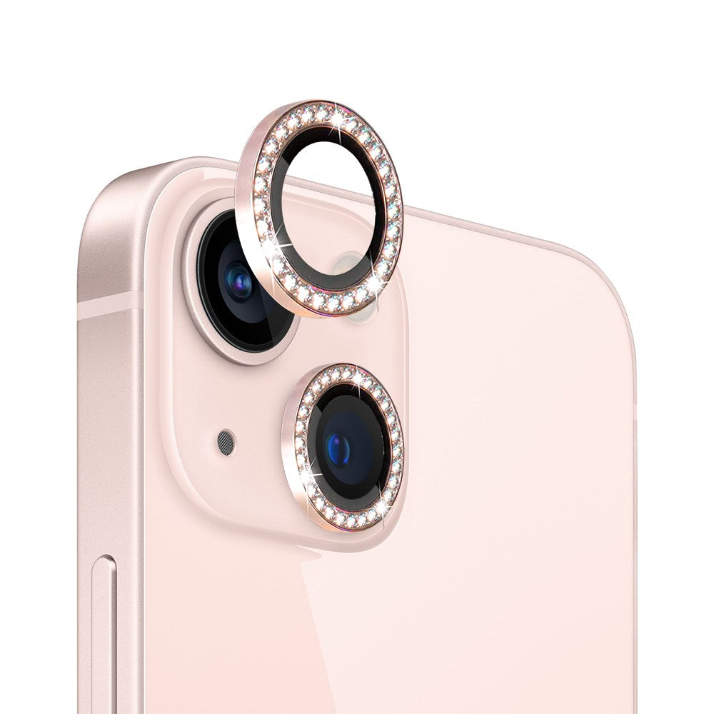NORTHJO 1 Set For iPhone 13 / 13 mini Tempered Glass+Metal Individual Ring Rhinestone Lens Film HD Clear Camera Lens Protector