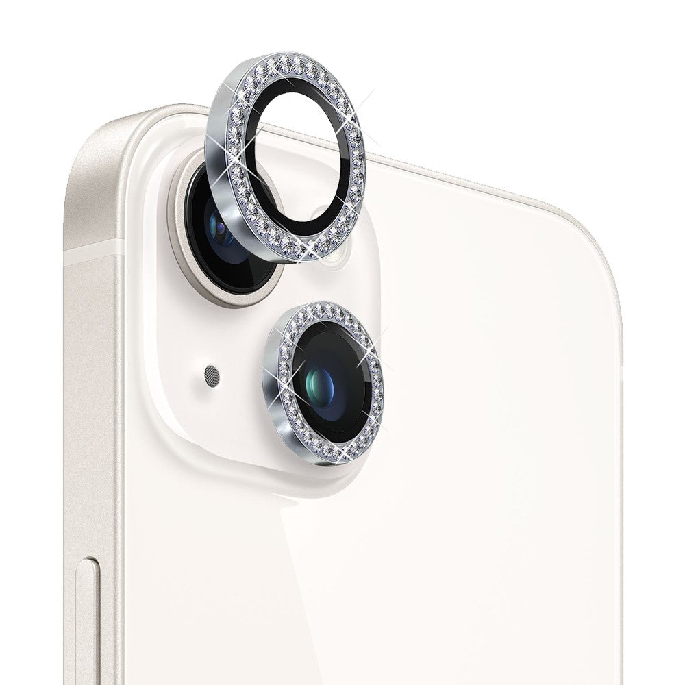 NORTHJO 1 Set For iPhone 13 / 13 mini Tempered Glass+Metal Individual Ring Rhinestone Lens Film HD Clear Camera Lens Protector