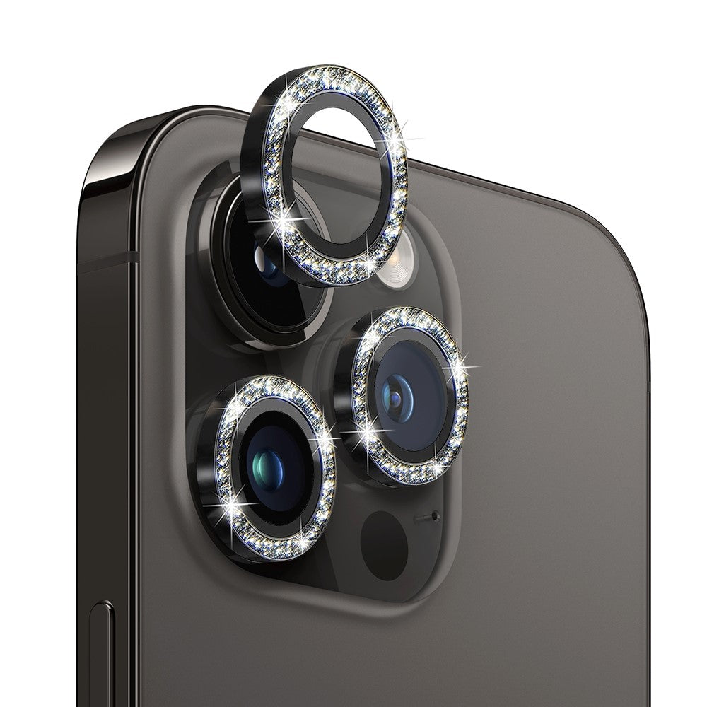 NORTHJO För iPhone 12 Pro / 11 Pro / 11 Pro Max 1 set Glitterkameralinsskydd Metallring Härdat glaslinsfilm