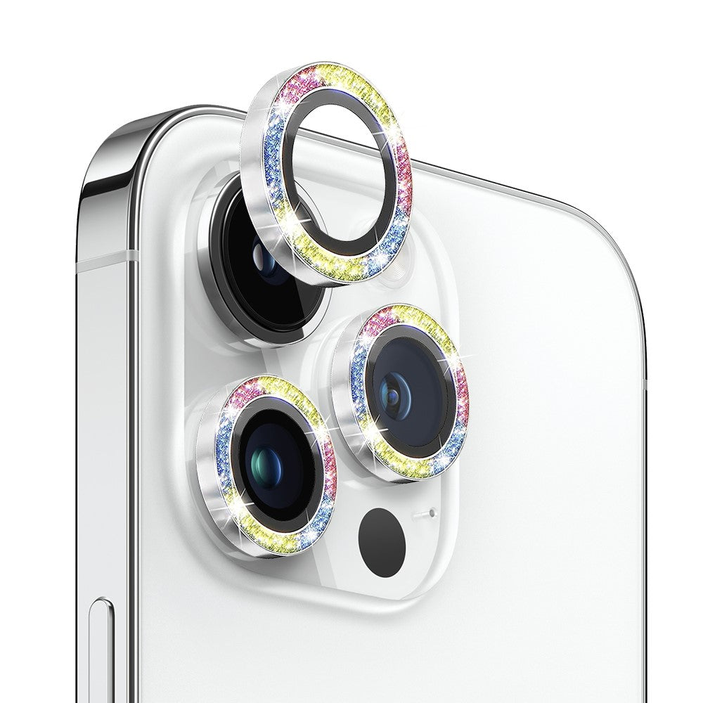 NORTHJO For iPhone 12 Pro / 11 Pro / 11 Pro Max 1 Set Glitter Camera Lens Protector Metal Ring Tempered Glass Lens Film