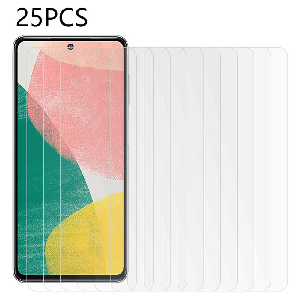 25 st för Samsung Galaxy F54 5G / M54 5G härdat glasfilm reptåligt skärmskydd (ingen förpackning, med våtservetter, dammuppsamlare, guideklistermärke)