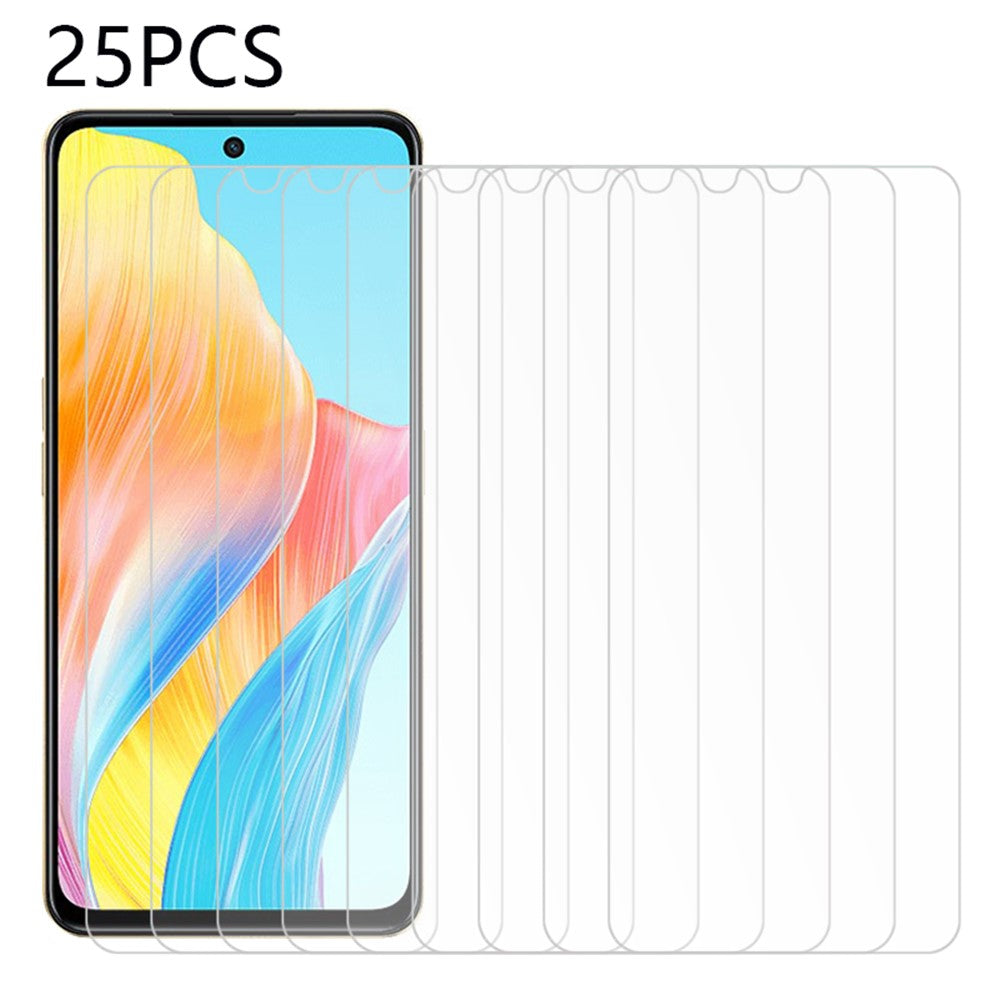 25 st för Oppo F23 5G HD transparent mobilmobilskärmfilm härdat glasskärmskydd (ingen förpackning, med våtservetter, dammuppsamlare, guideklistermärke)
