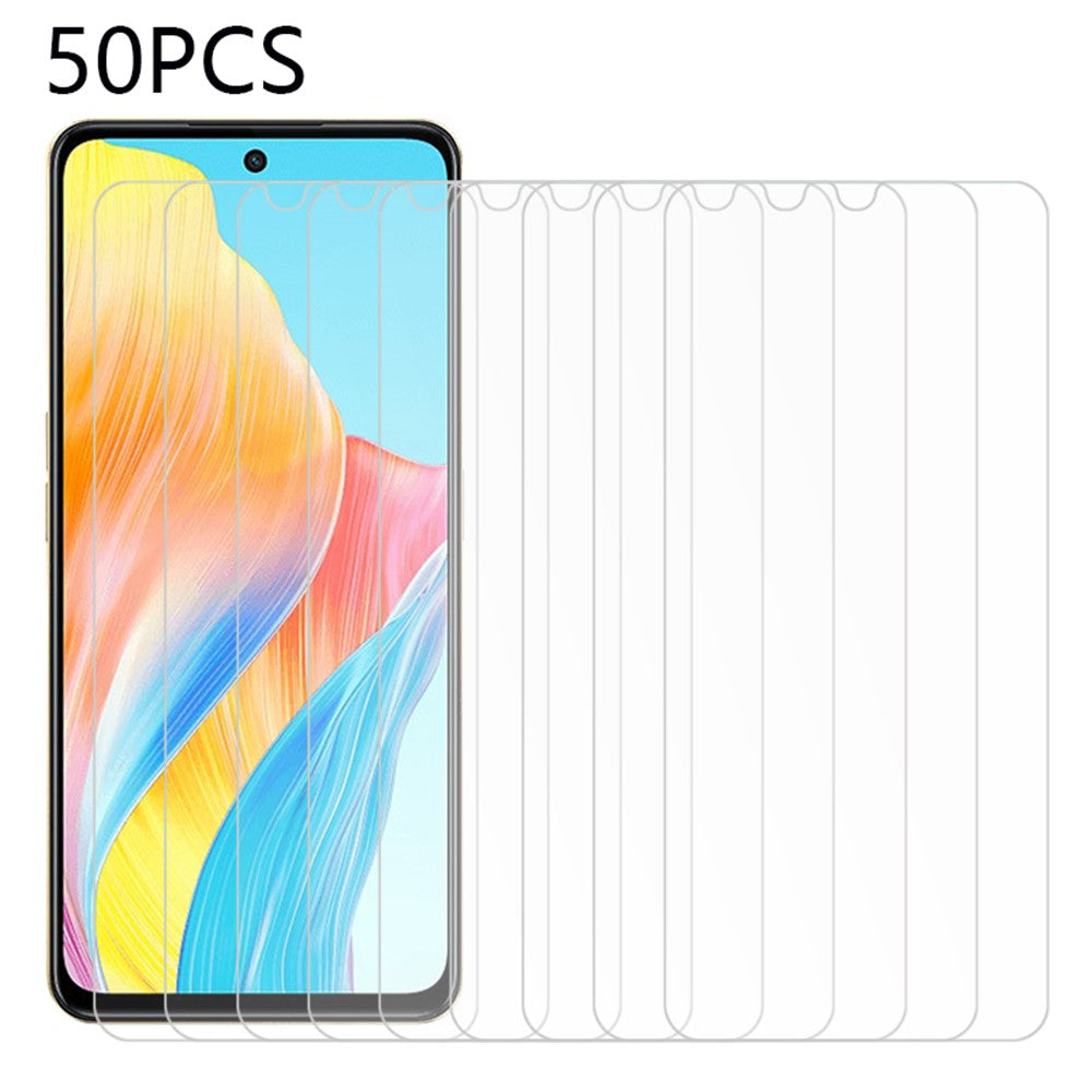 50Pcs Tempered Glass Film for Oppo A98 5G , HD Clear Anti-Scratch Thin Phone Screen Protector (No Package, with Wipes Set, Dust-absorber, Guide Sticker)