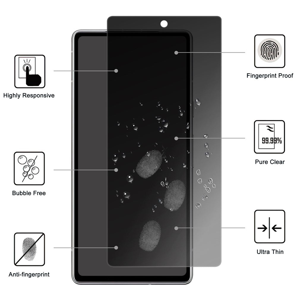 For Google Pixel 7a Anti-spy Tempered Glass Screen Protector 2.5D Arc Edge Anti-explosion Film