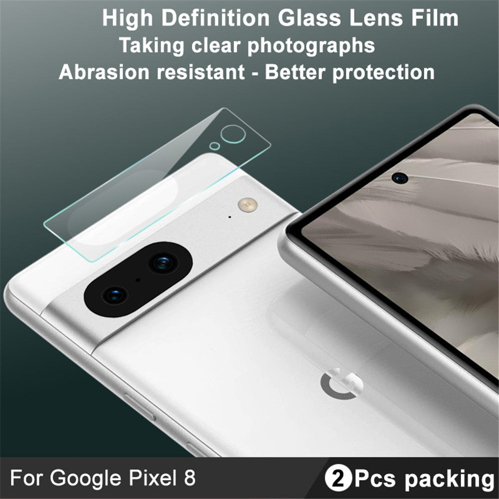 IMAK 2Pcs / Set for Google Pixel 8 Camera Lens Protector Tempered Glass HD Clear Phone Rear Lens Film
