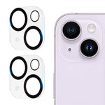 2 stk. til iPhone 15 / 15 Plus Kameralinsebeskytter Silketryk 3D Buet Kant HD Hærdet Glas Linsefilm med Sort Cirkel