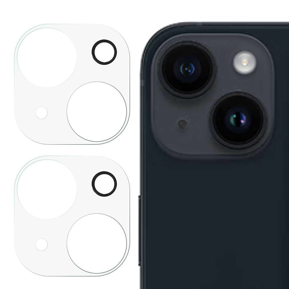 2Pcs For iPhone 15 Plus / 15 Super Transparent Tempered Glass Camera Lens Protector 3D Arc Edge Lens Film