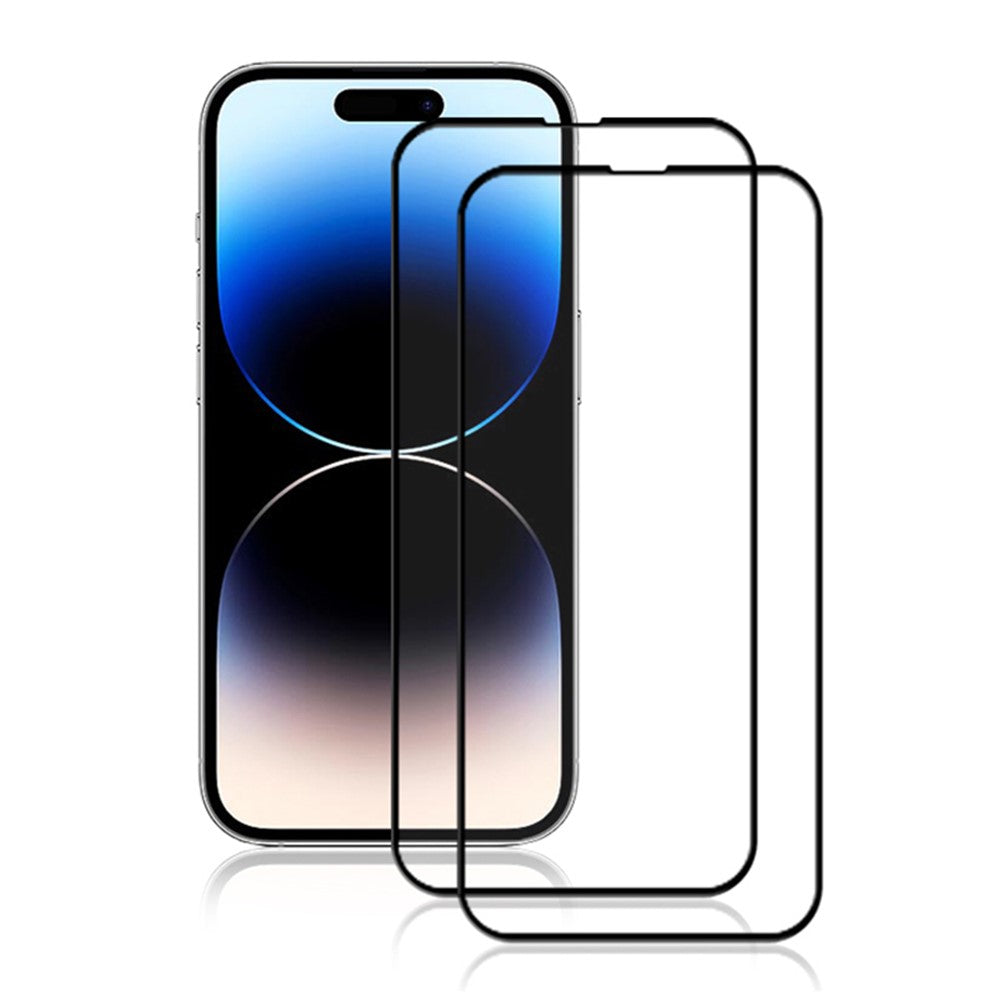 AMORUS 2Pcs For iPhone 15 Pro Max Silk Printing Tempered Glass Film Full Screen Coverage Protector (Full Glue)