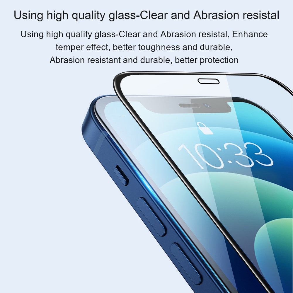 AMORUS 2Pcs For iPhone 15 Pro Max Silk Printing Tempered Glass Film Full Screen Coverage Protector (Full Glue)