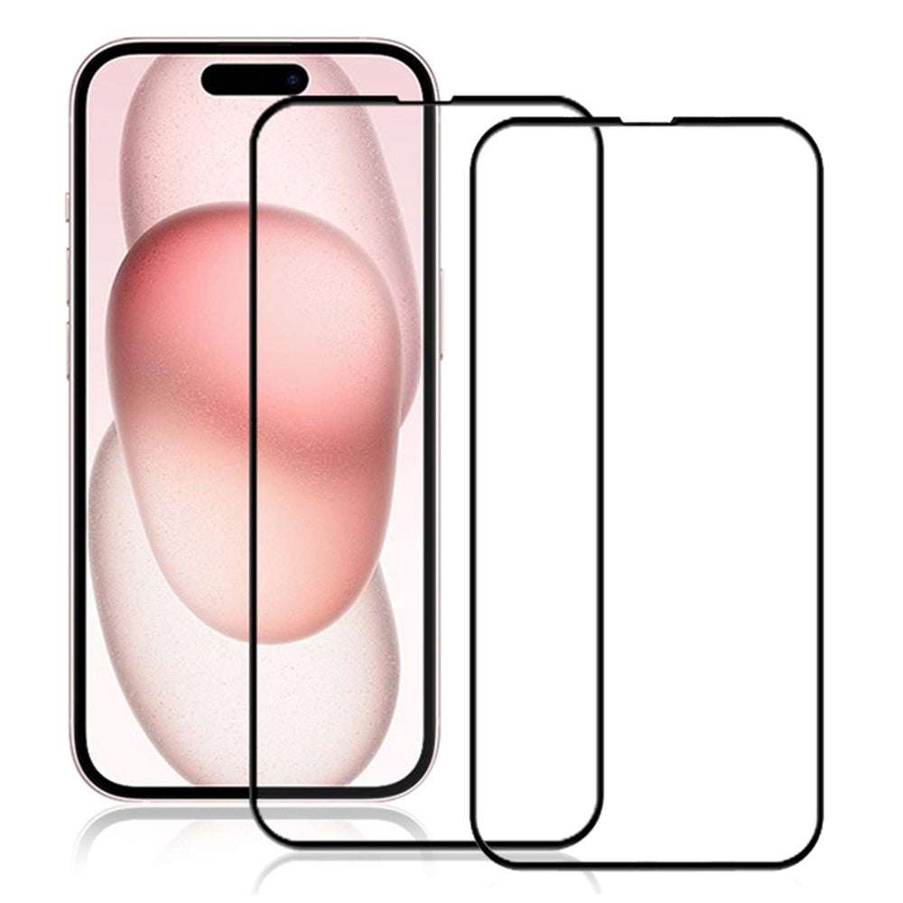AMORUS 2Pcs HD Clear Tempered Glass Film For iPhone 15 Plus Silk Printing Full-Coverage Full Glue Screen Protector