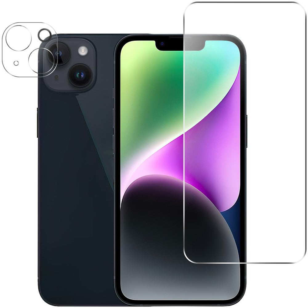 Til iPhone 15 Plus Skærmbeskyttelse i hærdet glas HD Anti-ridsefilm + Kameraglasbeskyttelse