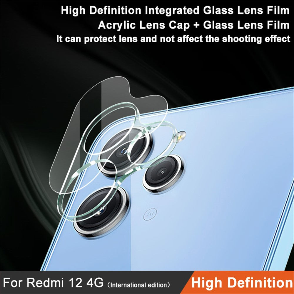 IMAK Linsskydd för Xiaomi Redmi 12 4G Reptålig integrerad härdad glaslinsfilm + Akryllinsskydd