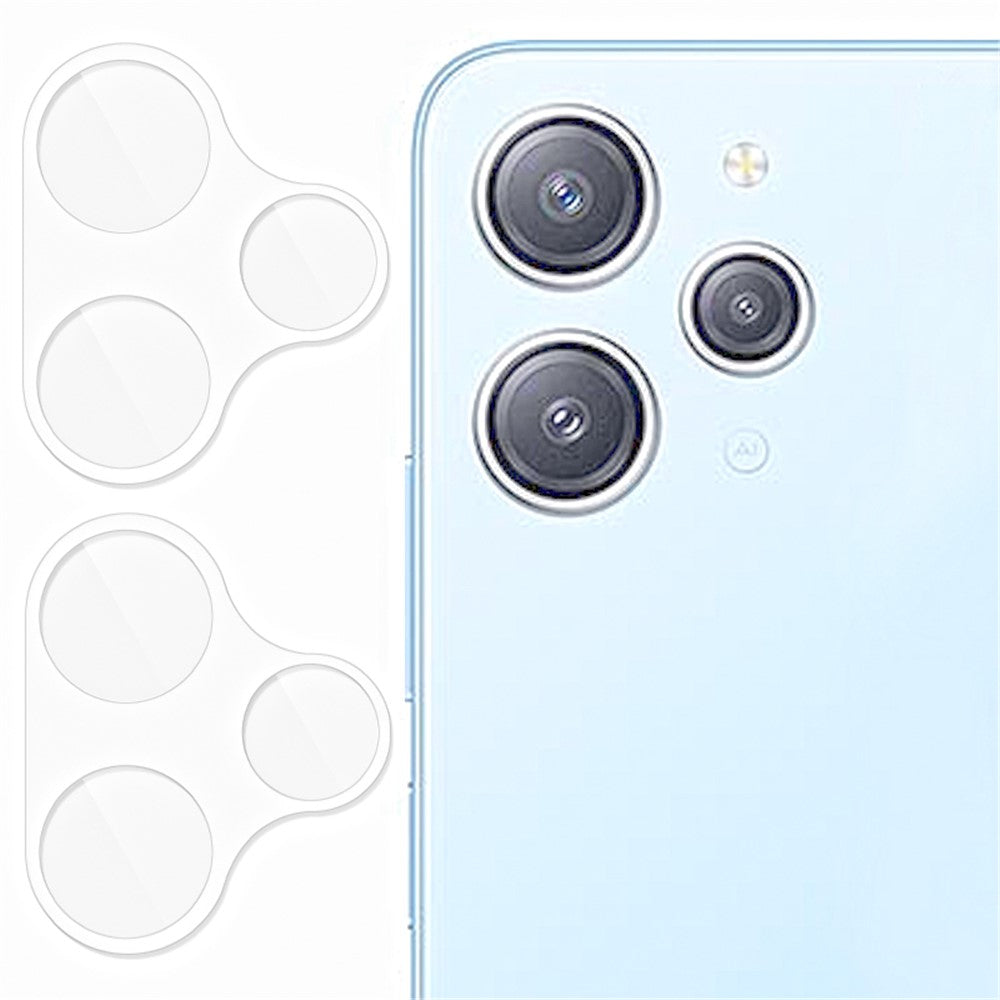 2 stk. kameralinsebeskyttelse til Xiaomi Redmi 12 4G / 12 5G (Global) / 12R 4G / Poco M6 Pro 5G, 3D-buede kanter, hærdet glasfilm til linser