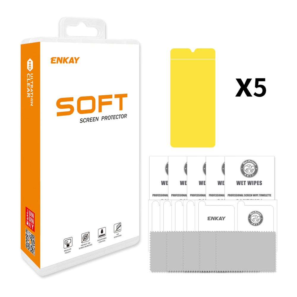 ENKAY HAT PRINCE 5 STK. fleksibel, HD-klar TPE+PET+TPU-hydrogelskærmfilm til Xiaomi Poco X5 Pro 5G / Redmi Note 12 Pro Speed 5G / Note 12 Pro 5G (fuldklæbende)