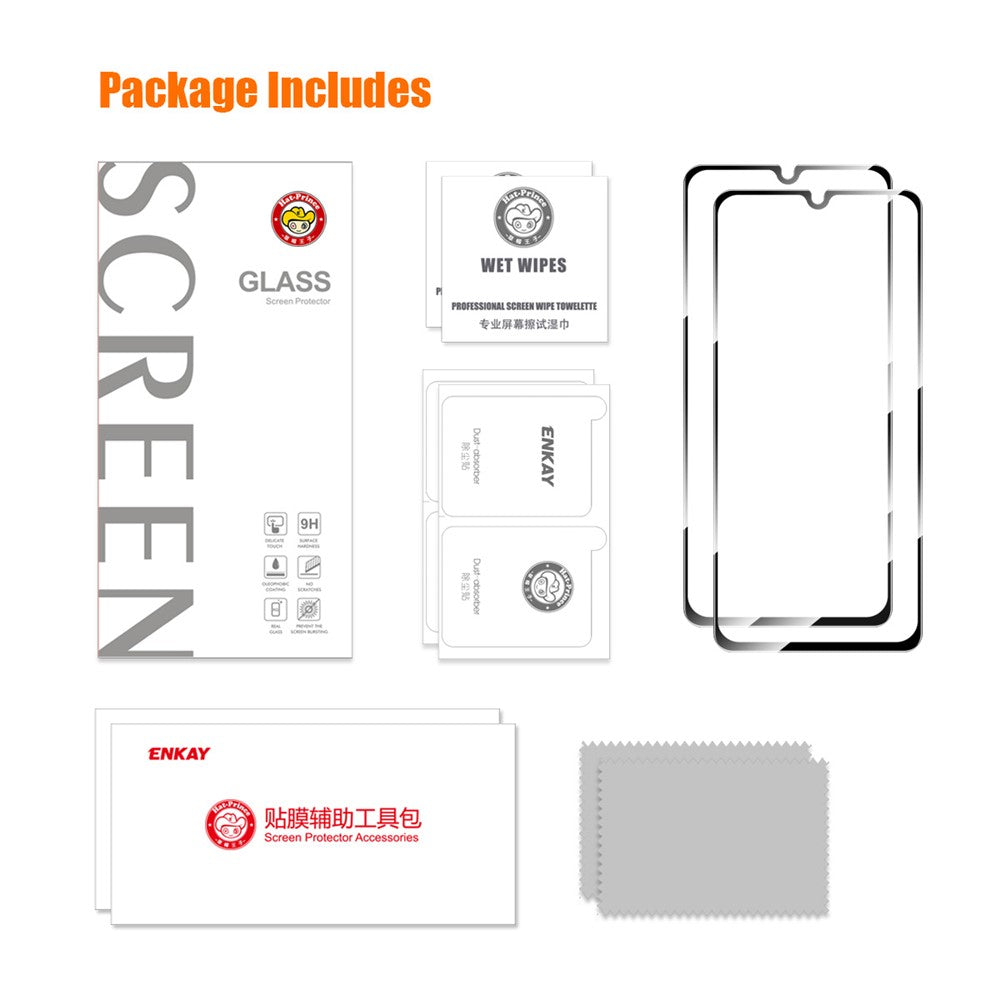 ENKAY HAT PRINCE 2-pack genomskinligt skärmskydd för Huawei Nova Y71 4G / Enjoy 60, silkestryck 9H hög aluminium-kiselglas 0,26 mm 2,5D-film