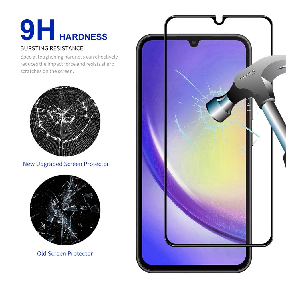 ENKAY HAT PRINCE För Samsung Galaxy A24 4G (162,1 x 77,6 x 8,3 mm) Högkvalitativt aluminium-kiselglas HD skärmskydd 0,26 mm 2,5D silkestryckfilm