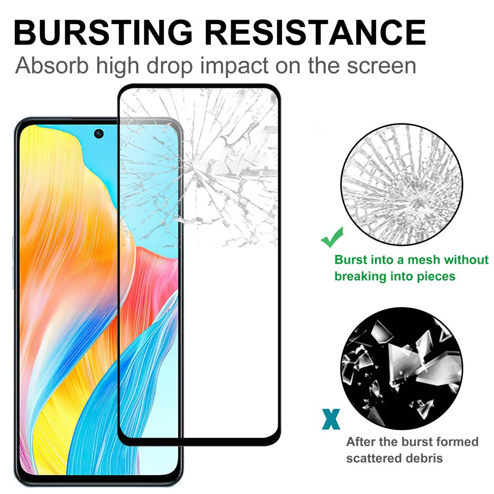 For Oppo A98 5G Black Edge Phone Screen Protector AGC Glass HD Clear Screen Covering Film (Full Glue)
