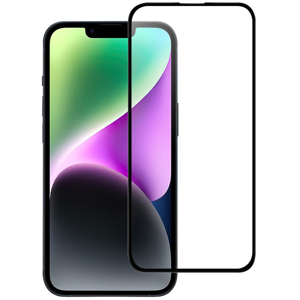Til iPhone 15 Plus HD Klar Støvtæt Telefonskærmfilm Sort Kant Fuld Lim AGC Glas Dækkende Beskytter