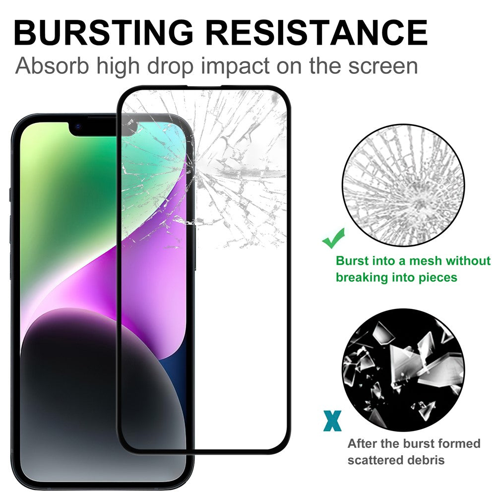 For iPhone 15 Plus HD Clear Dustproof Phone Screen Film Black Edge Full Glue AGC Glass Covering Protector