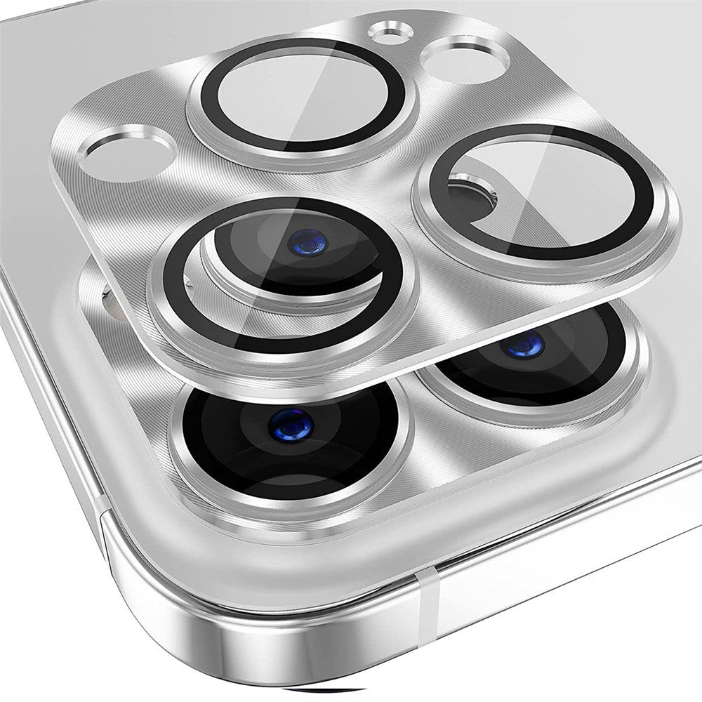 HAT PRINCE ENKAY för iPhone 15 Pro / 15 Pro Max heltäckande kameralinsfilm aluminiumlegering + härdat glas integrerat bakre linsskydd