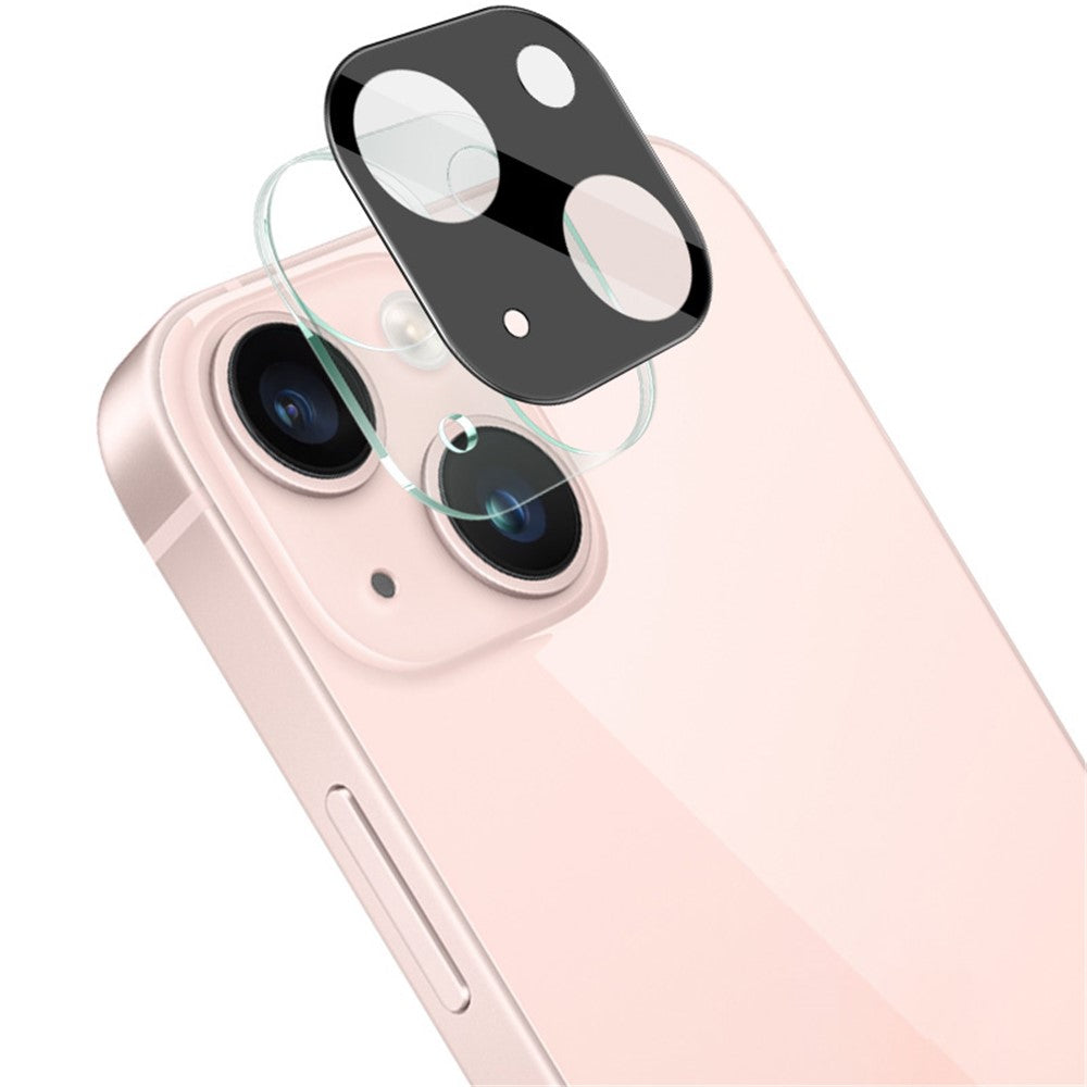 IMAK til iPhone 15 / 15 Plus Kameralinsefilm Hærdet Glas HD Klar Linsebeskytter+Akryl Linsehætte (Sort Version)