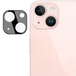 IMAK For iPhone 15 / 15 Plus Camera Lens Film Tempered Glass HD Clear Lens Protector+Acrylic Lens Cap (Black Version)