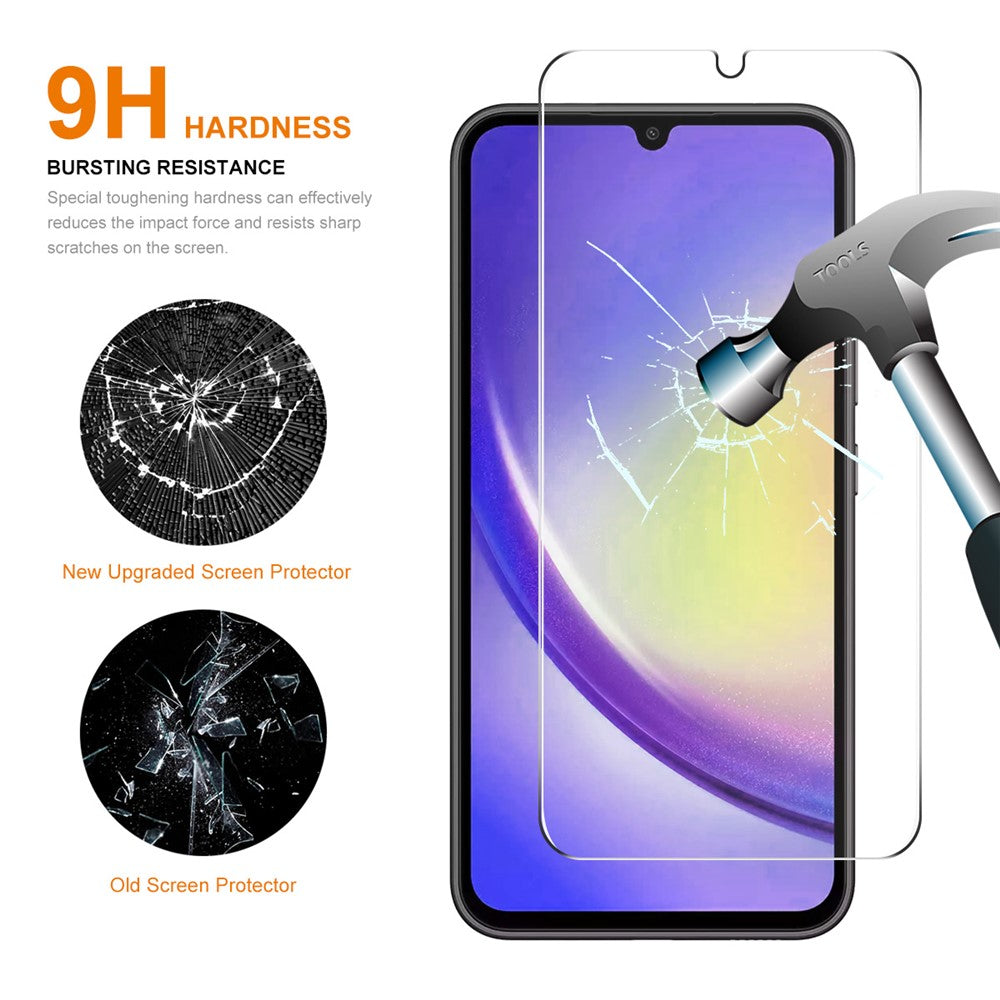ENKAY HAT PRINCE 0,26 mm 9H 2,5D-skærmbeskyttelse til Samsung Galaxy A24 4G (162,1 x 77,6 x 8,3 mm), fulddækkende film i aluminium-silikatglas af høj kvalitet