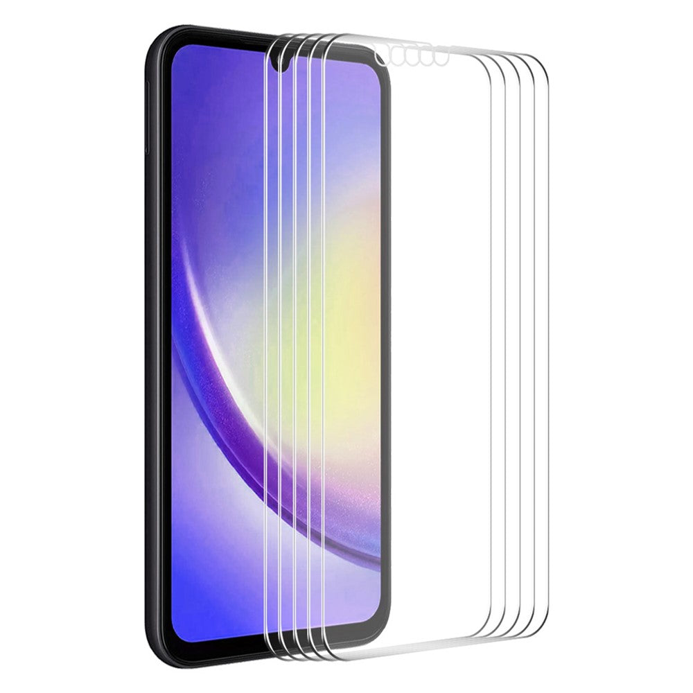 ENKAY HAT PRINCE 5 stk. til Samsung Galaxy A24 4G (162,1 x 77,6 x 8,3 mm), beskyttelsesfilm af høj-aluminium-siliciumglas med 2,5D-buet kant