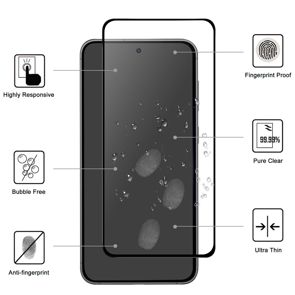 For Samsung Galaxy S23 FE AGC Tempered Glass with Black Edge Full Glue Full Coverage Screen Protector