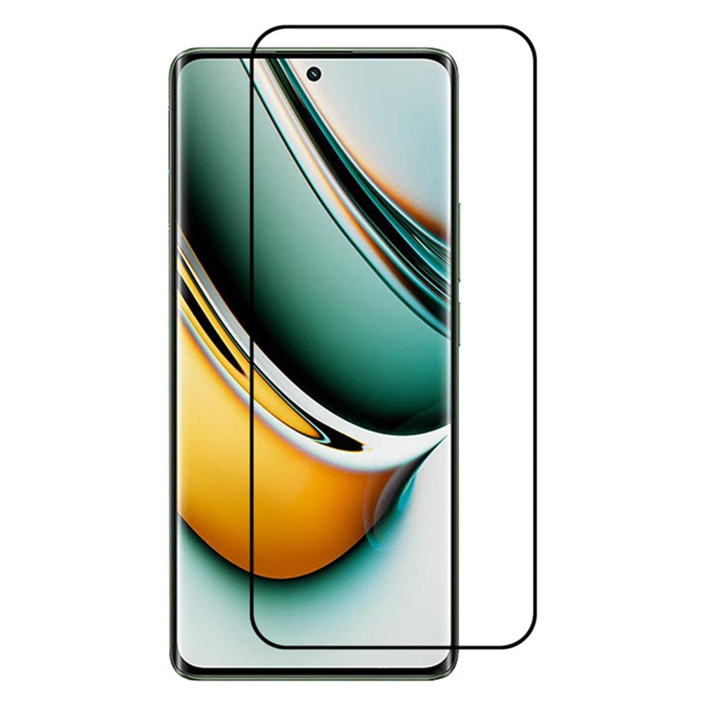 For Realme 11 Pro 5G / 10 Pro+ 5G Curved Tempered Glass Film Silk Printing Full Cover Full Glue HD Clear Screen Protector